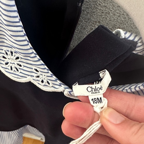 Chloe Black and White Striped Kids Dress - Picture 3 of 3